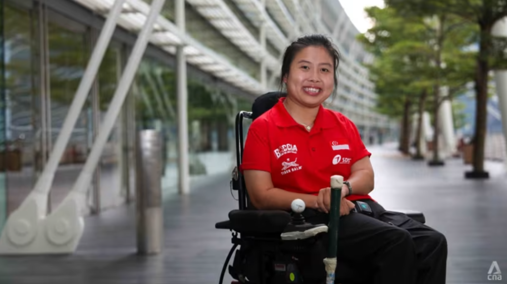 Photo shows Team Singapore Boccia Athlete Jeralyn Tan