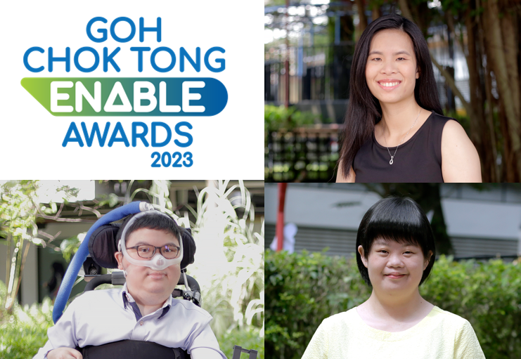 Shalom Lim Ern Rong, Quek Hwee Kimberly and Weng Jiaying, Awardees of Goh Chok Enable Awards 2023 (UBS Promise)