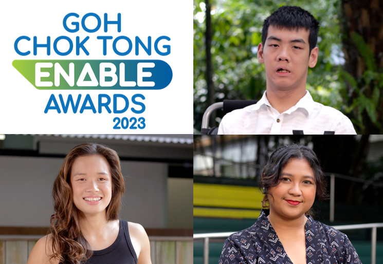 Aloysius Gan Kai Hong, Shariffah Faaiqah Binte Sye Abdullah Alkaff and Sophie Soon Jin Wen, Awardees of Goh Chok Enable Awards 2023 (UBS Promise)