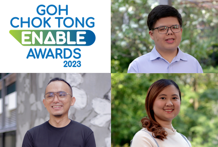 Filmer Tan Chin Wei, Mohamed Ismail Bin Hussain and Nicolette Koh Shi Jing, Awardees of Goh Chok Enable Awards 2023 (UBS Promise)